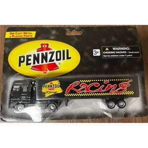 Pennzoil Racing Die Cast Metal Semi Truck Trailer 2002 Golden Wheel Special Ed
